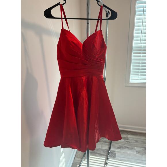 La Vetir Red Spaghetti Strap Mini Dress - Size 2 - Picture 1 of 6